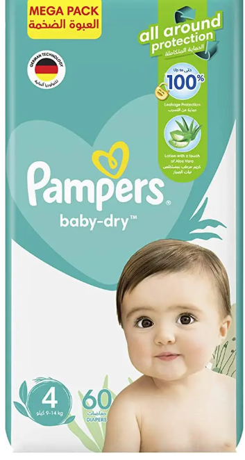 Pampers Baby-Dry No.4 (9-14Kg) 60Pcs