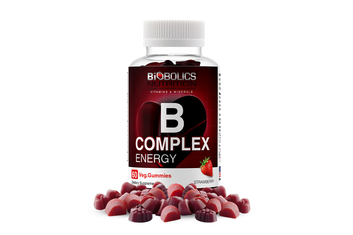 Biobolics B complex energy strawberry 60 veg gummies