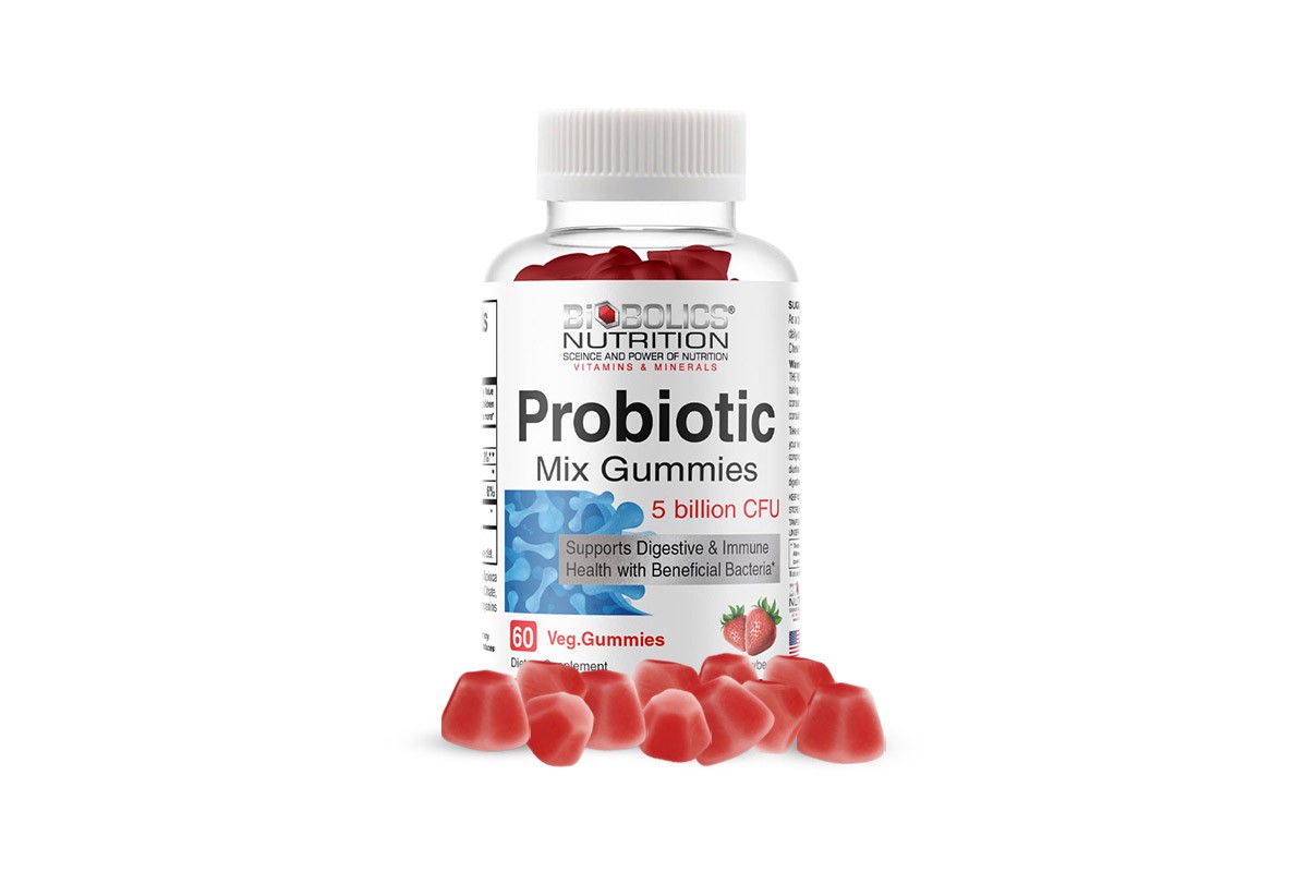 BIOBOLICS PROBIOTIC MIX 5 BILLION CFU STRAWBERRY 60 VEG GUMMIES