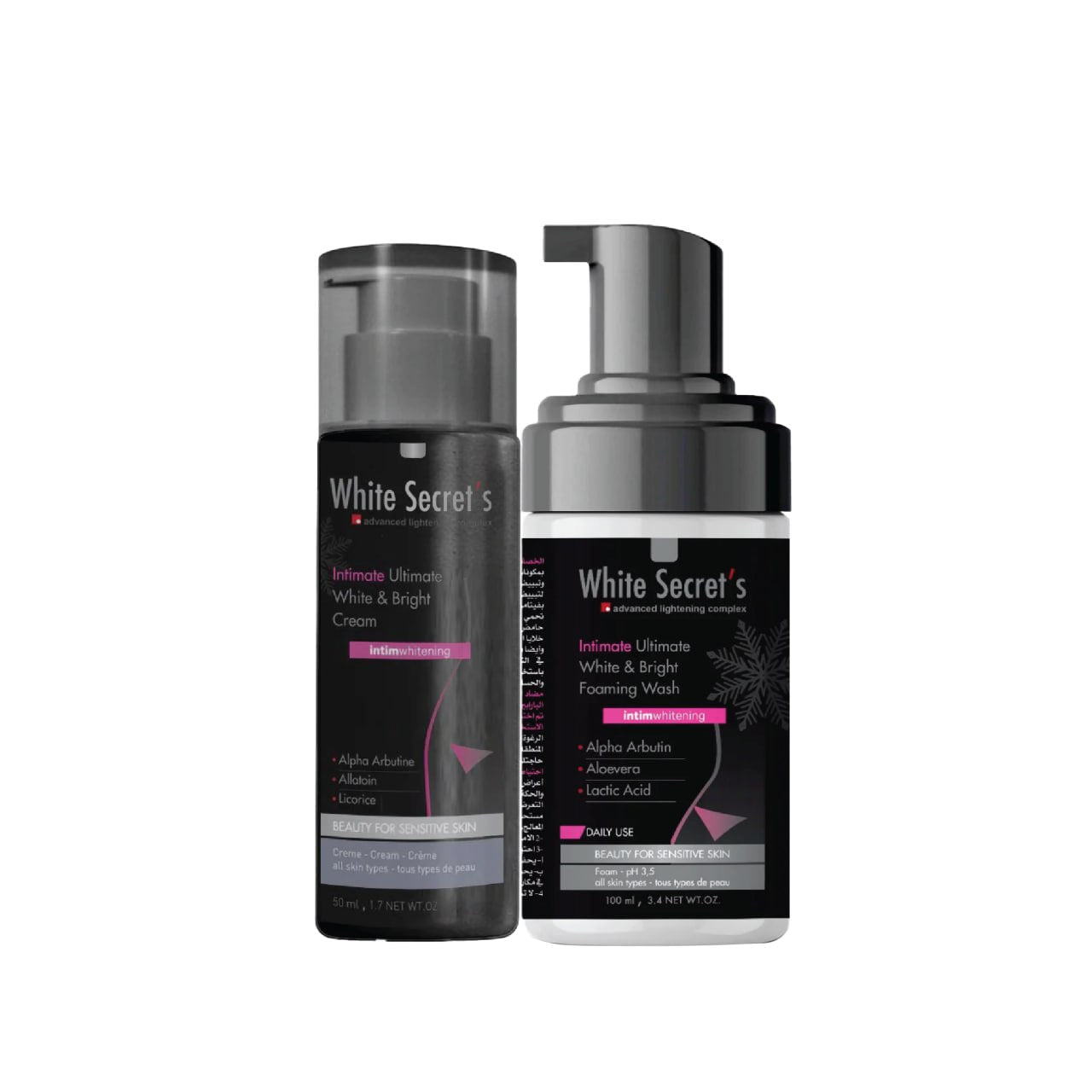 White Secret's Intimate white & Bright Package Cleansing Foaming Wash + Cream