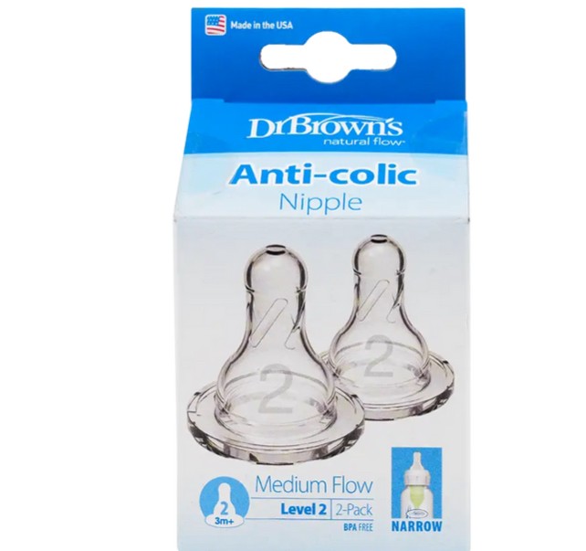 Dr Browns Natural Flow 2 Silicone Nipples(3m+)