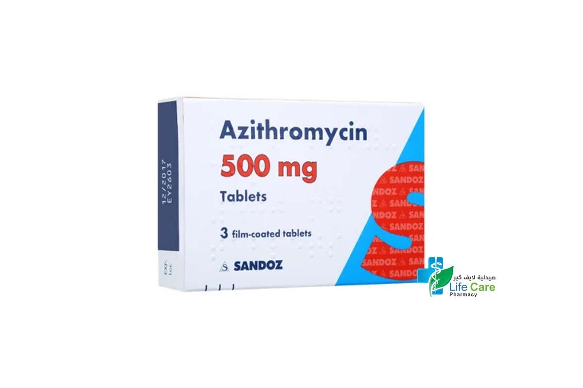 AZITHROMYCIN SANDOZ 500 MG 3 S