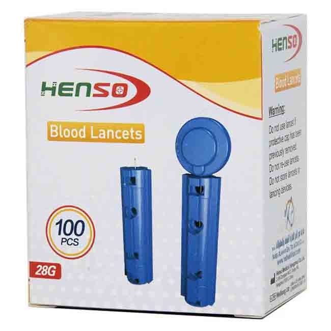 Henso Blood Lancet 28G 100 Pieces [Blue]
