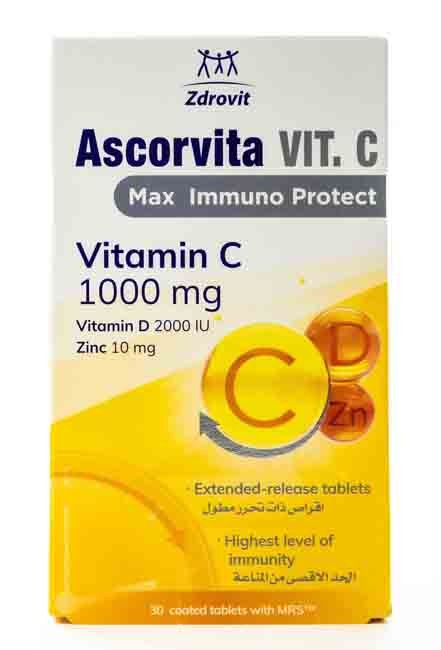 Zdrovit Ascorvita Vit-C 1000 Mg + Vit-D & Zinc 30 Tablet